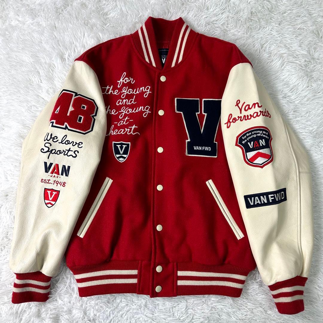 激レア・美品】VAN JACKET フルデコ スタジャン 赤×白 袖レザー M