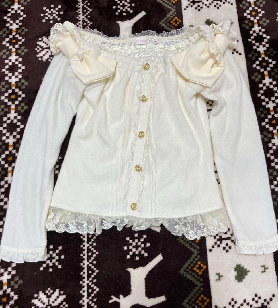 LIZ LISA リズリサ　リボントップス　レース　ホワイト　オフホワイト系 クロスレースリボンカットトップス ｜ LIZ LISA（リズリサ）公式通販