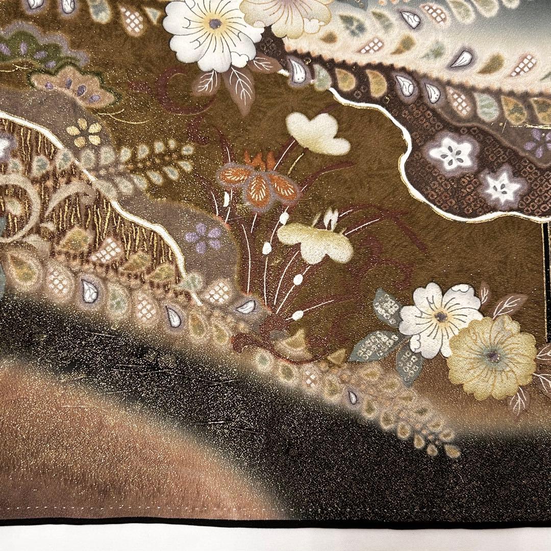 656】辻が花•鶴 文様 金駒刺繍入り 黒留袖 - メルカリ