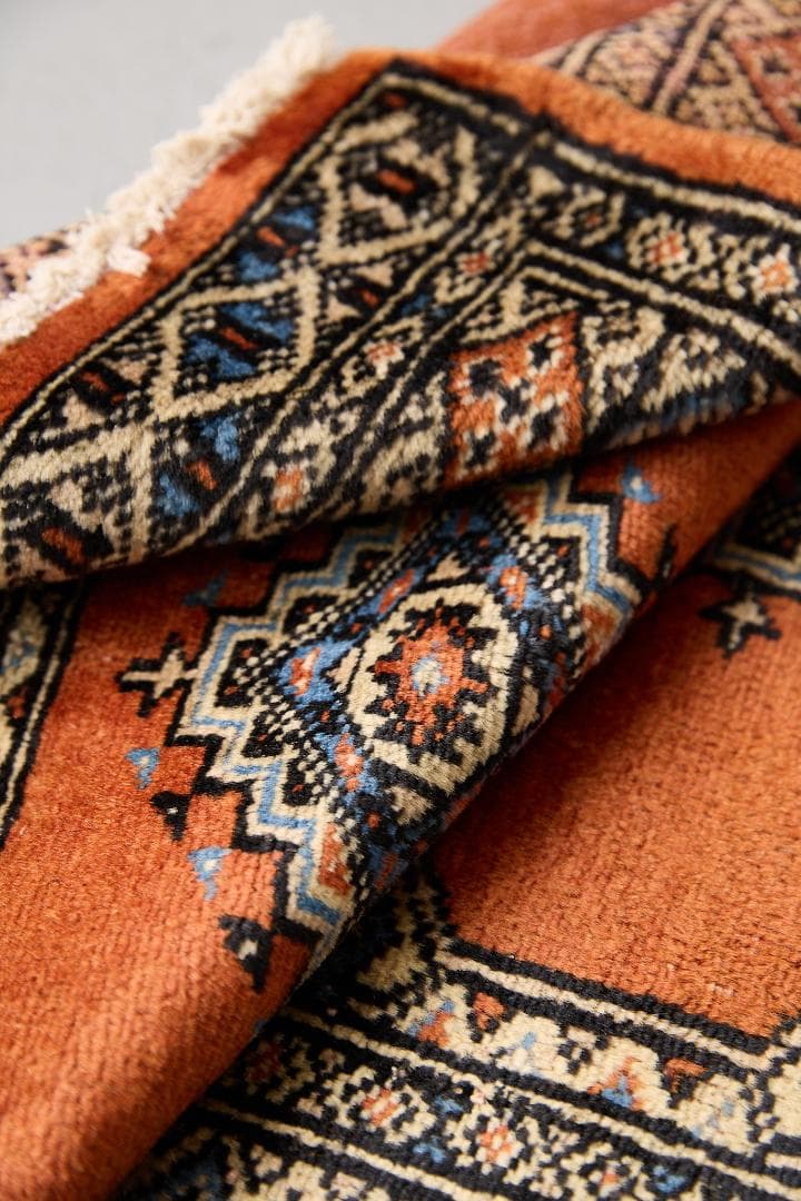 ヴィンテージラグ トライバルラグ パキスタン産（121×77cm）橙 茶