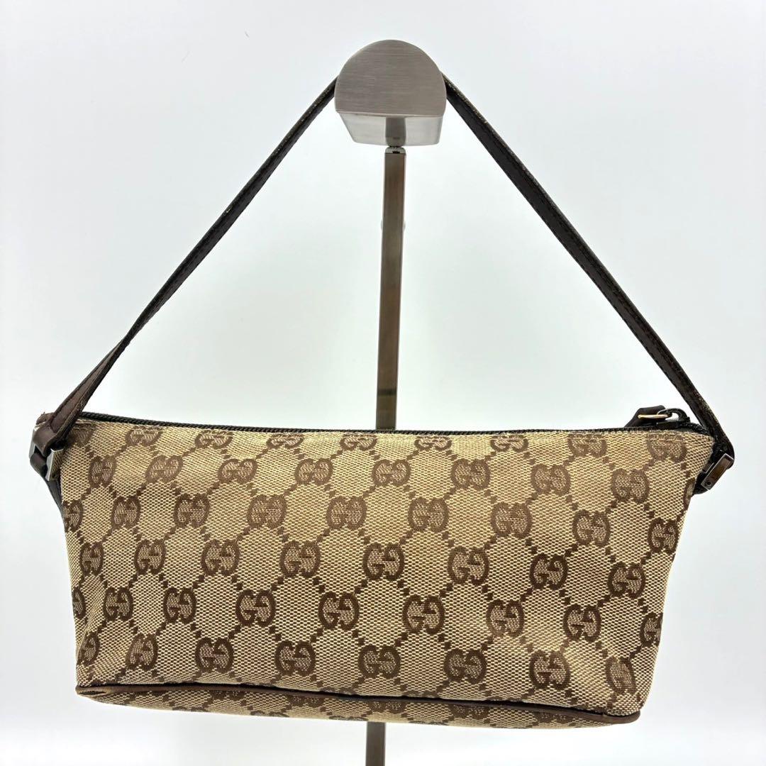 GUCCI グッチ アクセサリーポーチ GG柄 キャンバス ブラウン系