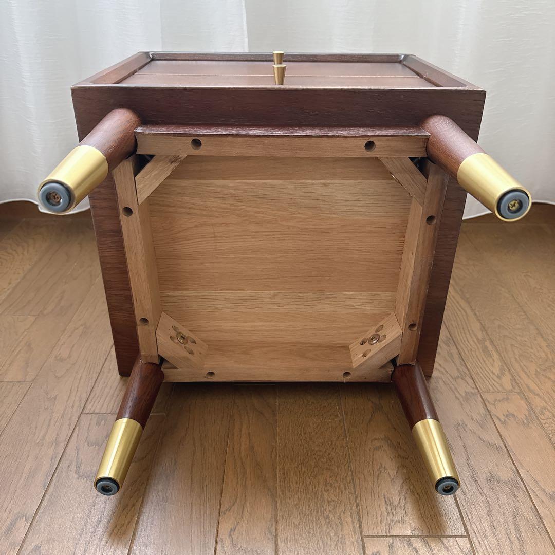 柴様 ② サイドテーブル ナイトテーブル 組み立て不用 オーク×ゴールド