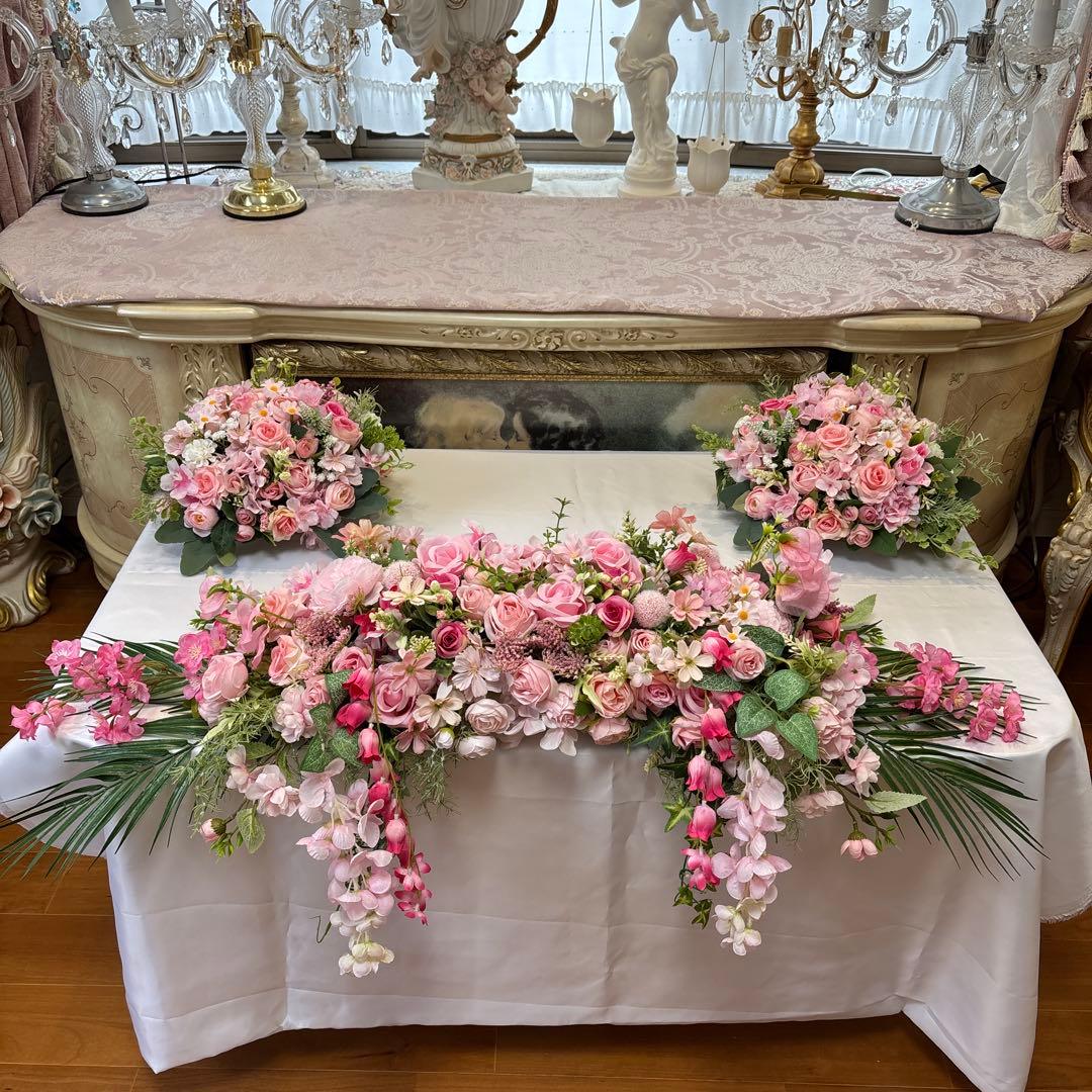 高砂メインテーブル装花 フラワーアレンジメント ご予約済となりました