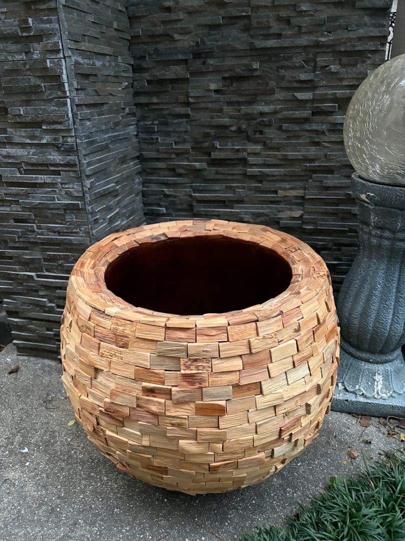 大型 モザイクウッドポット 鉢カバー 43 ×45cm - 鉢・プランター送料