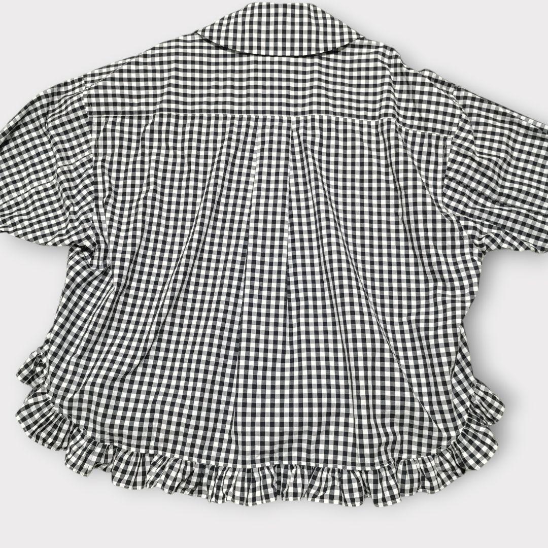 美品 コムデギャルソンガール ラウンドカラー フリル ギンガムチェック