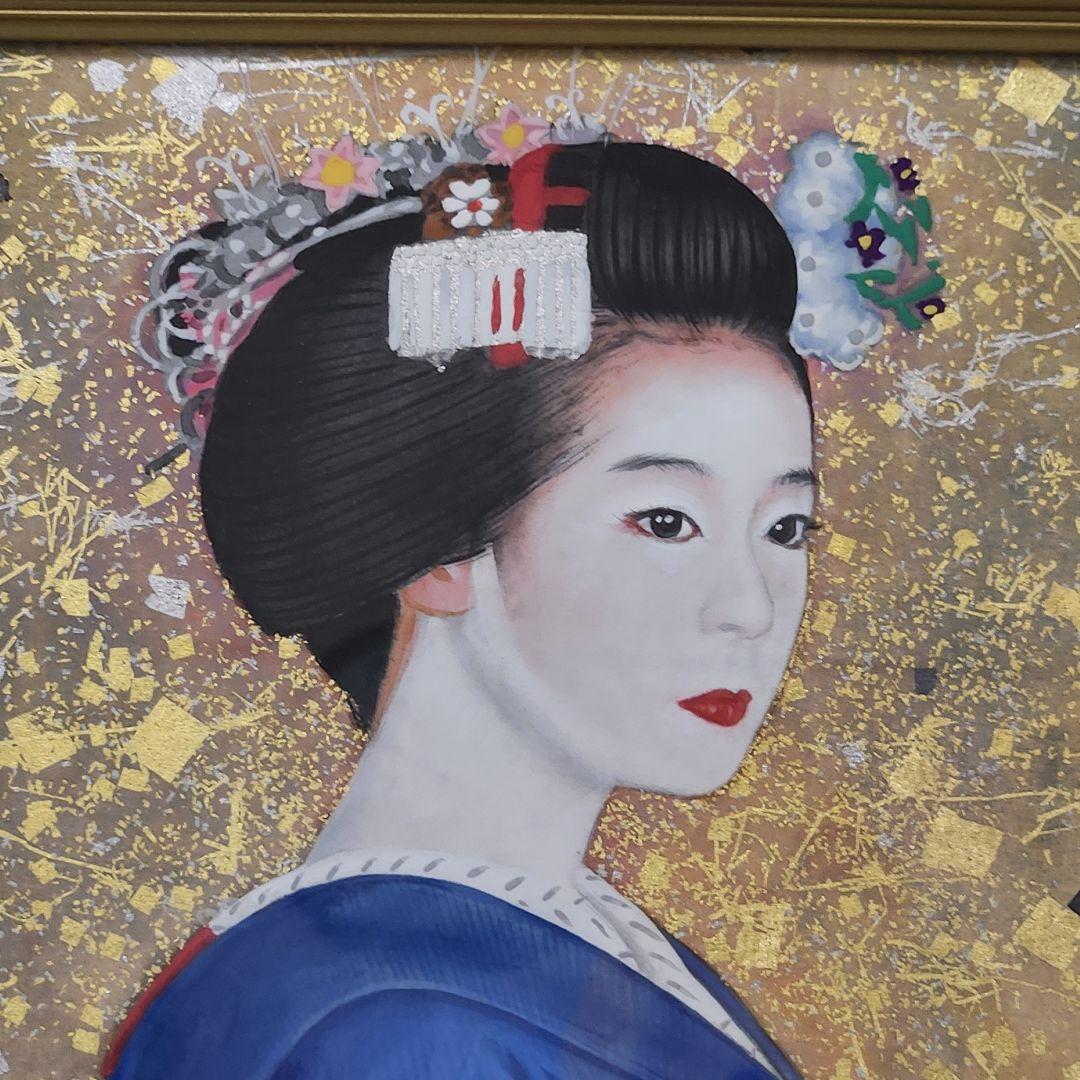 青山亘幹 祗園会の頃 日本画 芸者 舞妓 金箔 銀箔 - メルカリ