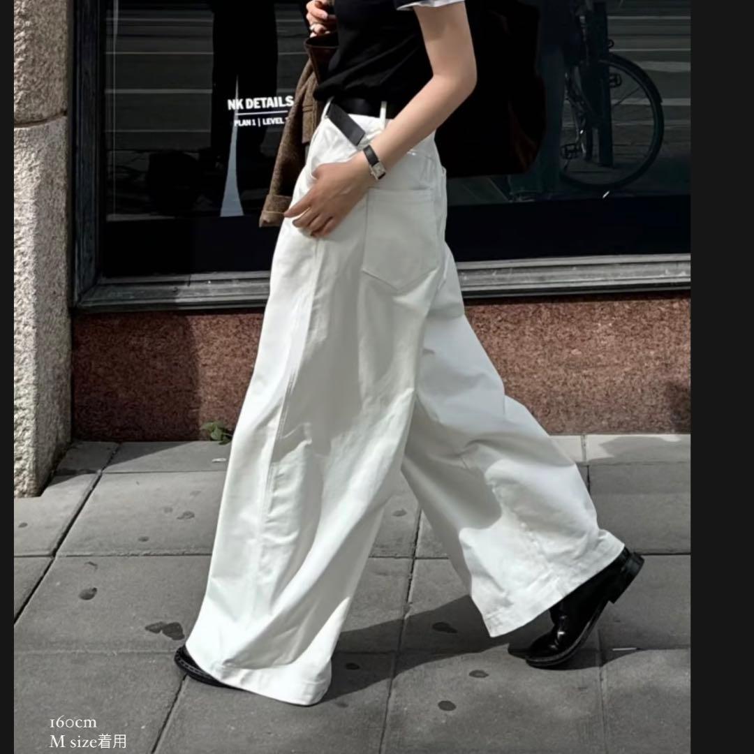 FASHIRU ワイドチノスラックス ホワイト M コットン100% - メルカリ