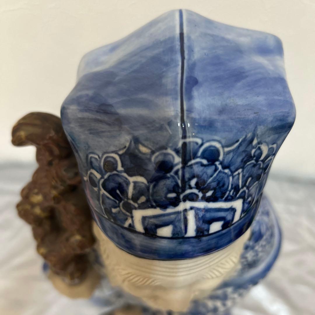 九谷 八幡窯 寿老人 染付 置物 縁起物