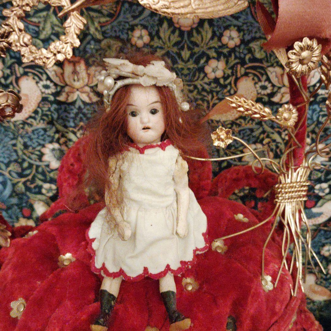 花かんむりのミニョネット♡アンティークドール ドイツ ＊ 1950年代＊ アンティーク・ビスクドール ＊ ミニョネット