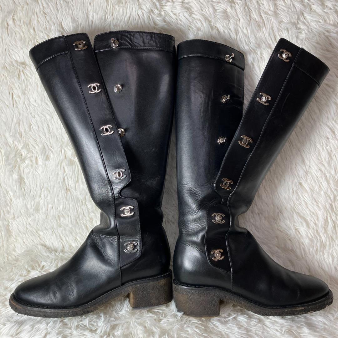 CHANEL シャネル ターンロック ココマーク ロングブーツ G31202 - メルカリ