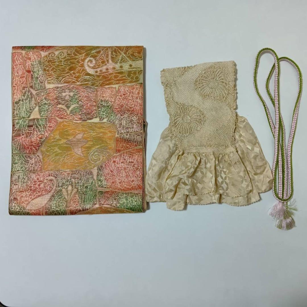 タ8879 未使用近い 美品 袷 紬 白紬 十日町紬系 小紋 正絹 フルセット