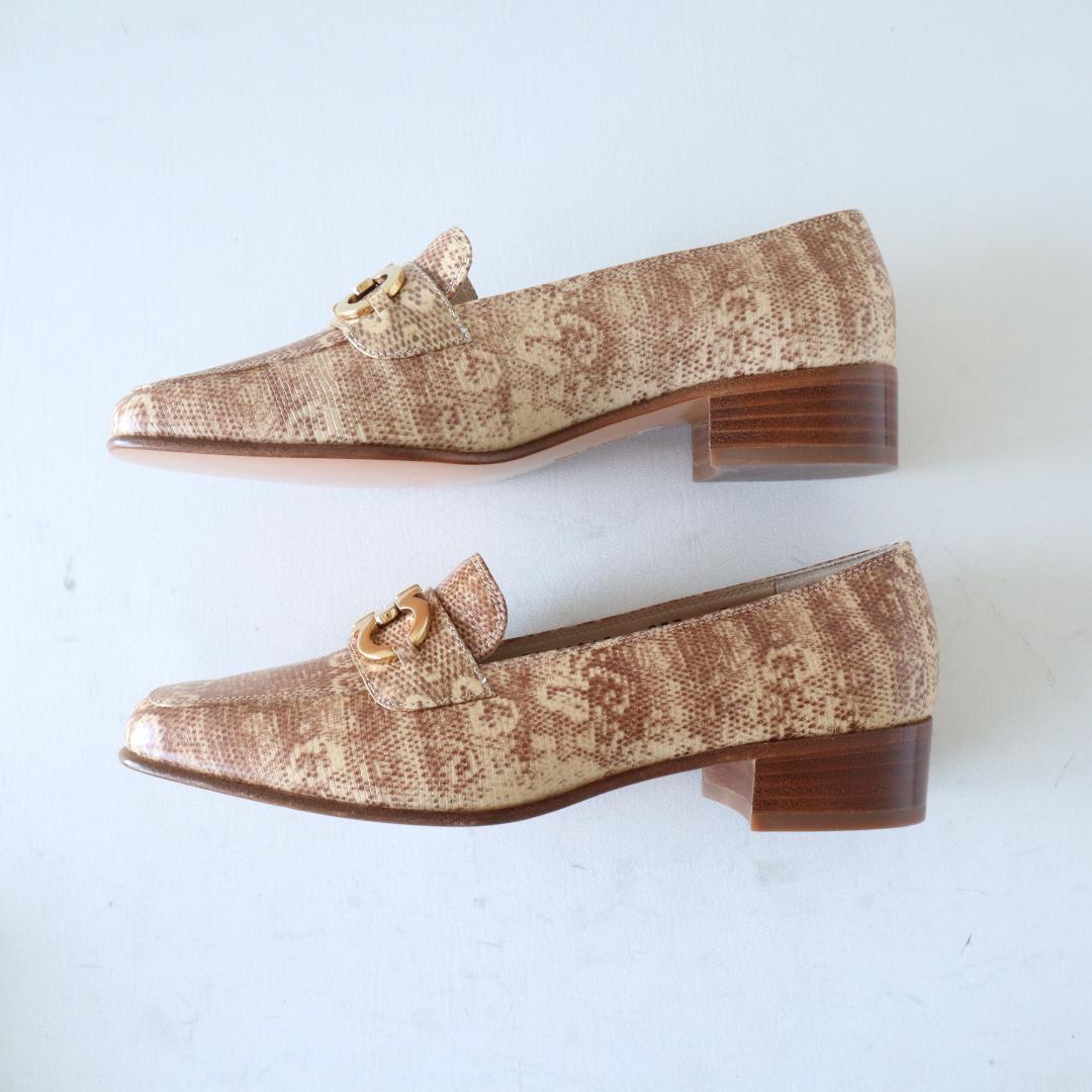 未使用フェラガモ ガンチーニローファー ヘビ柄5C 22〜22.5cm