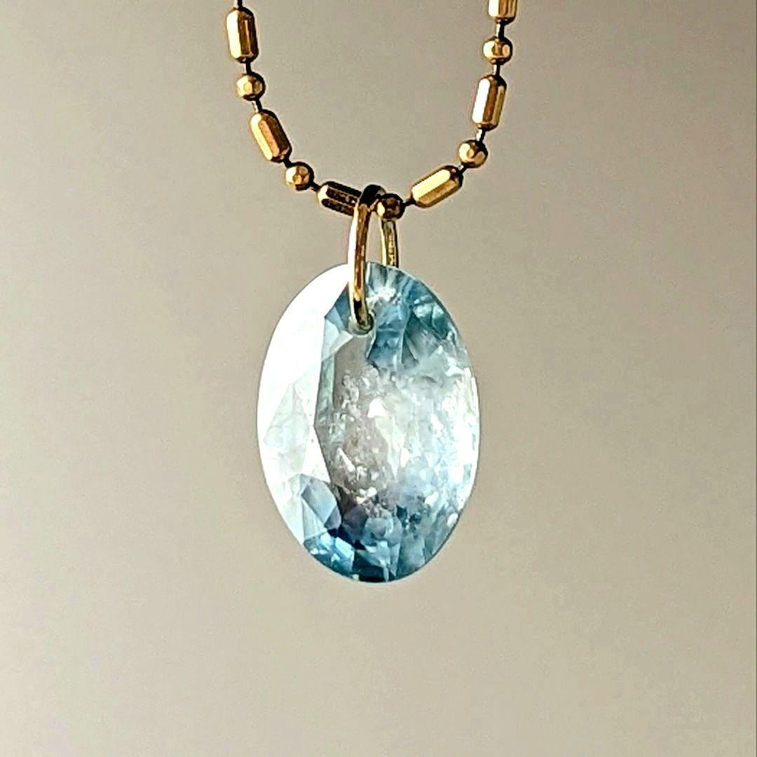 ♢六花♢K18 バイカラ―ブルージルコン3.87ct ネックレスチャーム ビズー公式】ブルージルコン K18(18金)/PTペンダントトップ フロレゾン