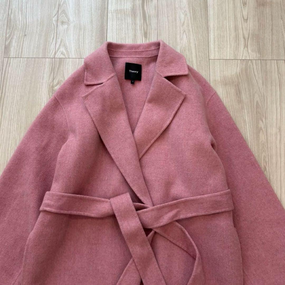美品】Theory ベルテッドコート カシミヤ ピンク 1 ダブルフェイス
