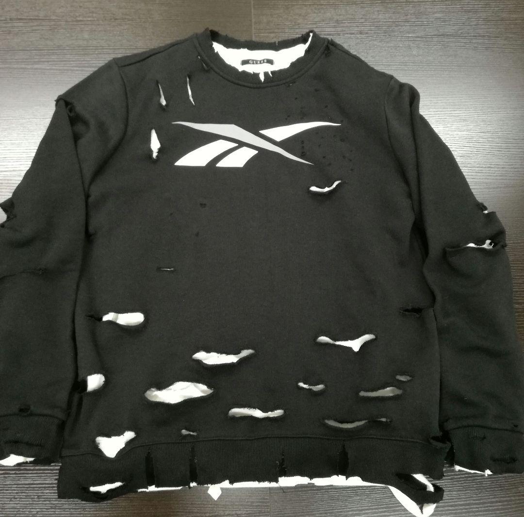 最終価格】Reebok ダメージスウェット L ブラック 松村北斗 - メルカリ