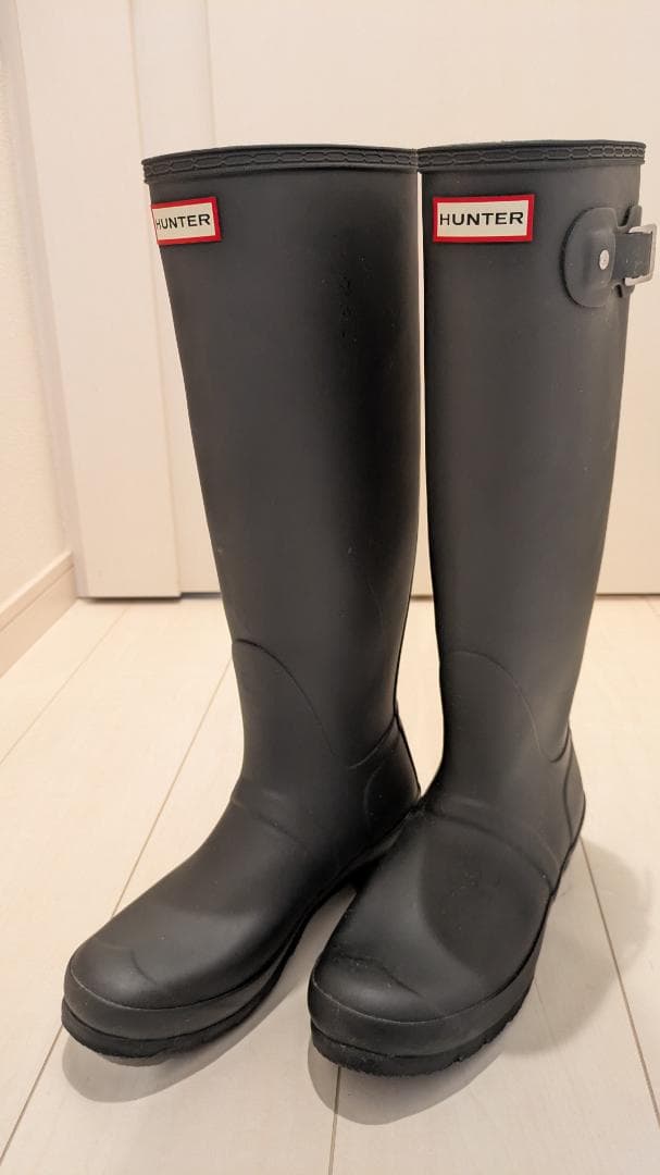 HUNTER ブラック ロングブーツ UK6 25cm 長靴 着用1回 - メルカリ