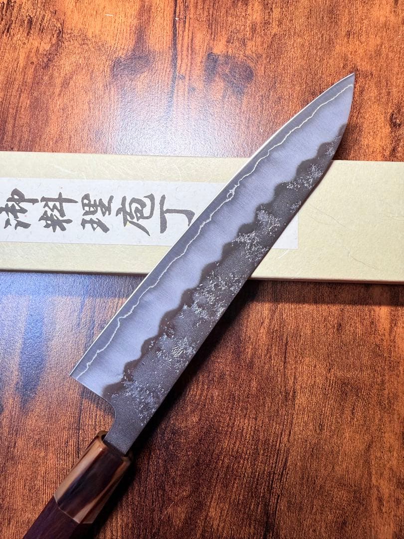 助松 和牛刀 包丁 7寸 銀三鋼 梨地 紫檀白水牛八角柄
