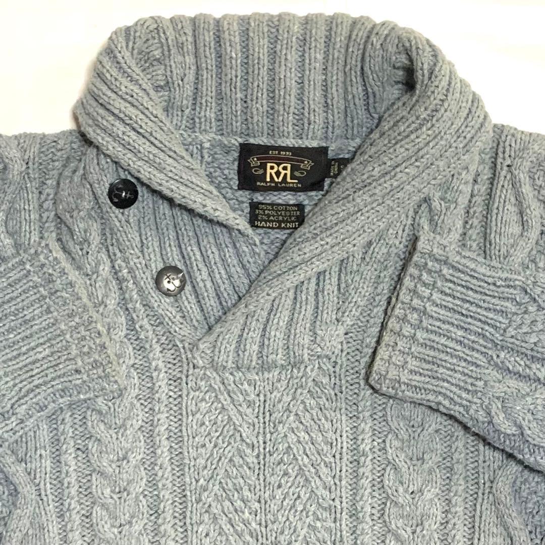 RRL ラルフローレン サイズS ケーブルニットセーター メンズ 青系