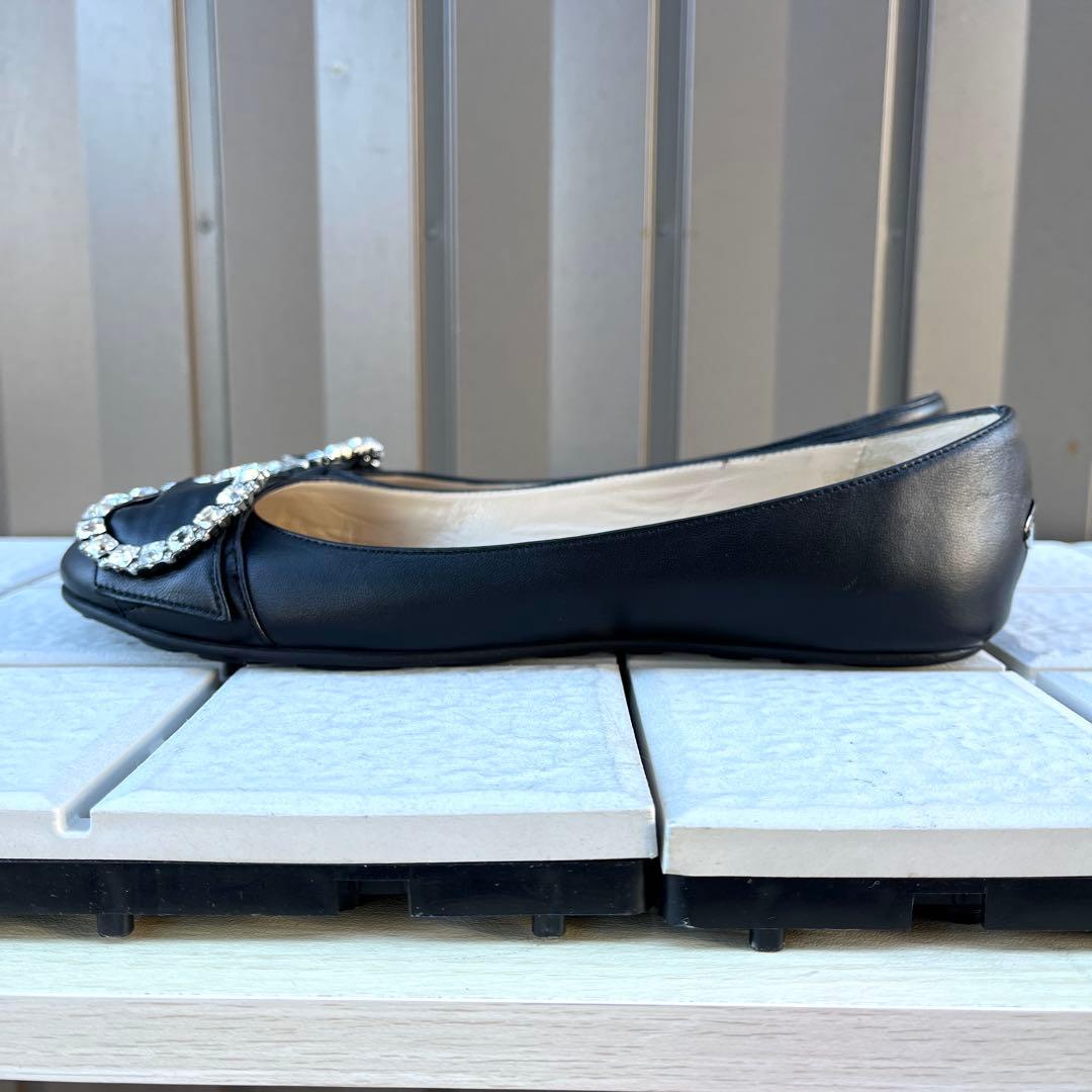 訳あり 37.5 JIMMY CHOO フラット パンプス ぺたんこ 24.5