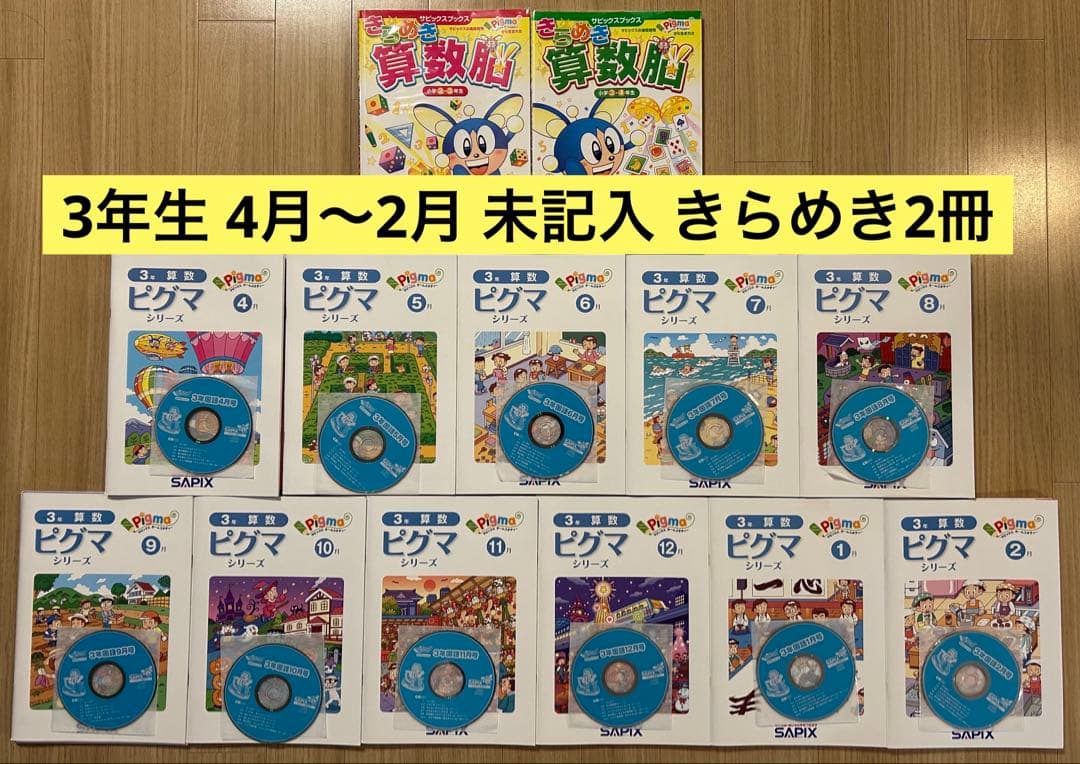 【2024年度版 未記入】ピグマキッズ 3年生 4〜2月　＋　きらめき算数脳２冊 2024年度版 未記入】ピグマキッズ 3年生 4〜2月 ＋ きらめき算数脳2冊