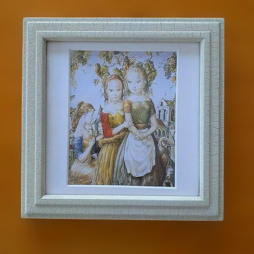 藤田嗣治 絵画 「二人の姉妹」 フライヤー 額縁入り - メルカリ