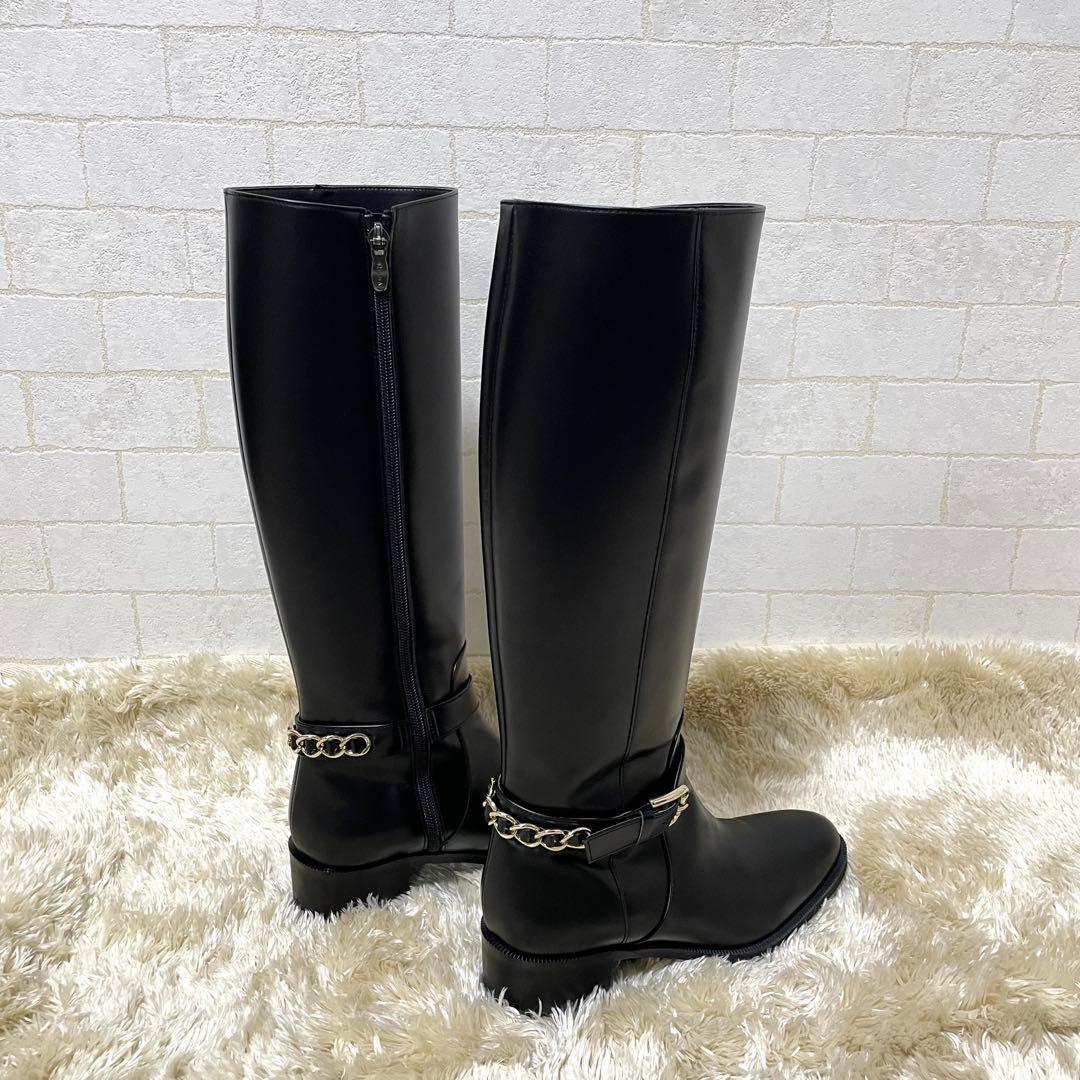 ダイアナ DIANA ジョッキーブーツ ロングブーツ 23cm 黒 ブラック