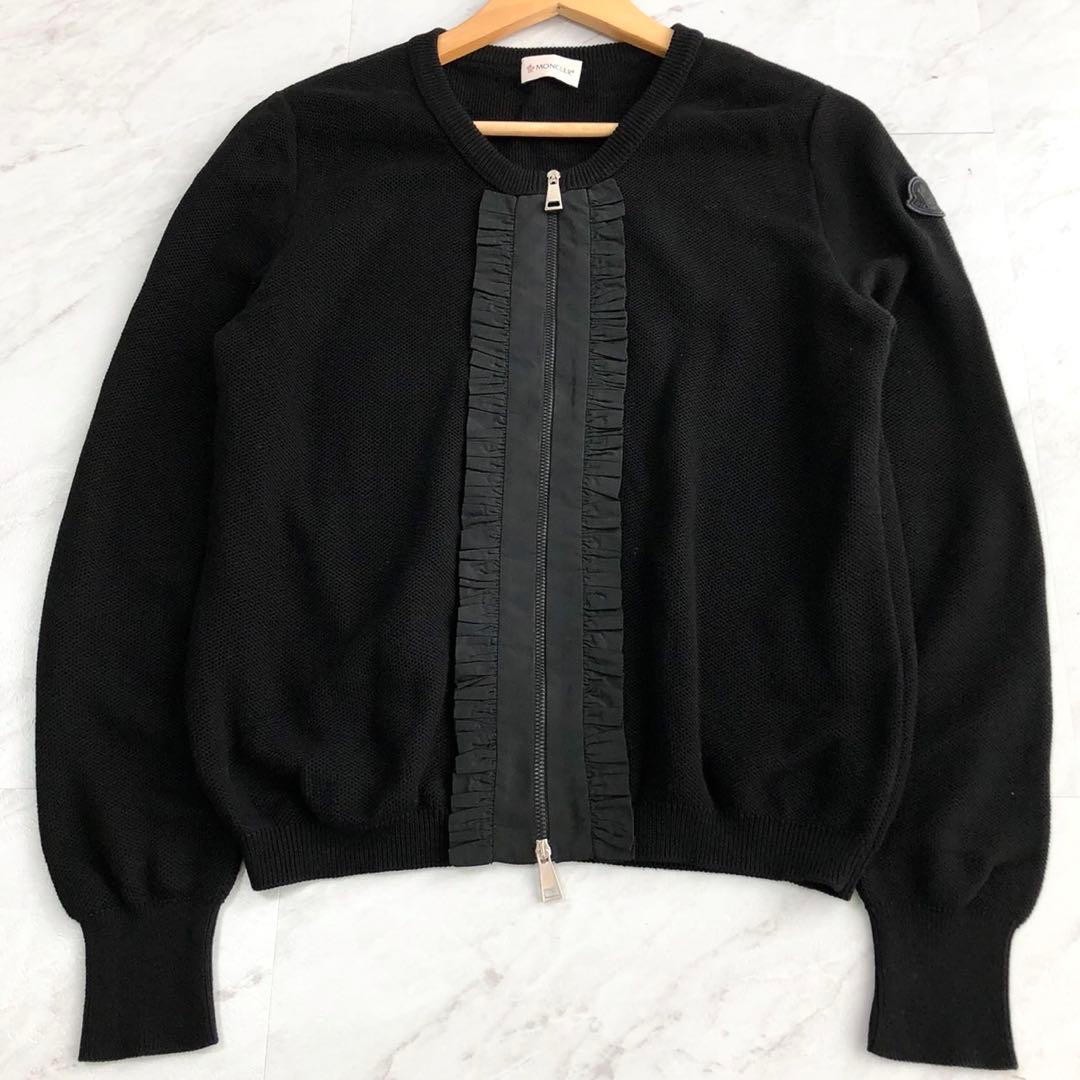 【極美品 近年モデル】 MONCLER カーディガン フリル マグリア ブラック MONCLER（モンクレール） ダウンジャケット マグリア カーディガン