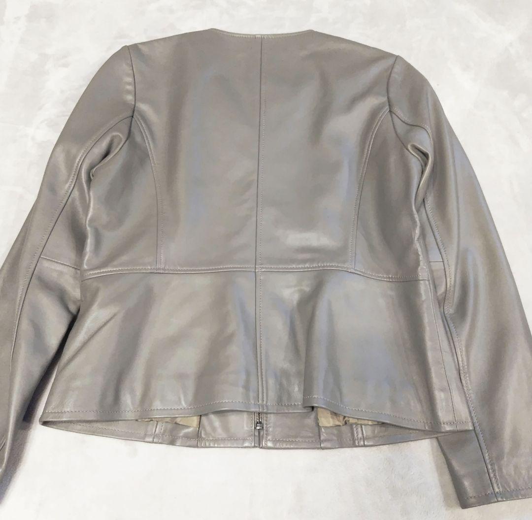 dix-sept レザージャケット ノーカラー サイズ40 羊革 グレージュ