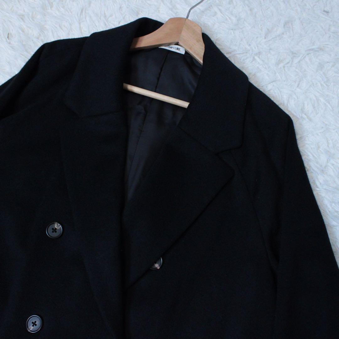ドゥーズィエムクラス Short Double コート カシミヤ混 ブラック 黒