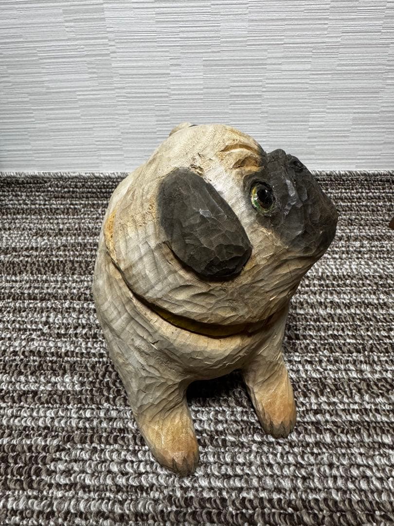 あーる様専用 ハンドメイド 木彫り 手彫り パグ 一点物 置物 インテリア