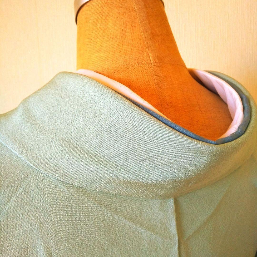 あぃけぃ様・正絹・色無地薄水色系・比翼仕立て・一つ紋・袷、お着物