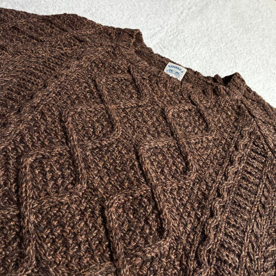 美品 サンシー SUNSEA カシミヤ混 フィッシャーマンニット ケーブル