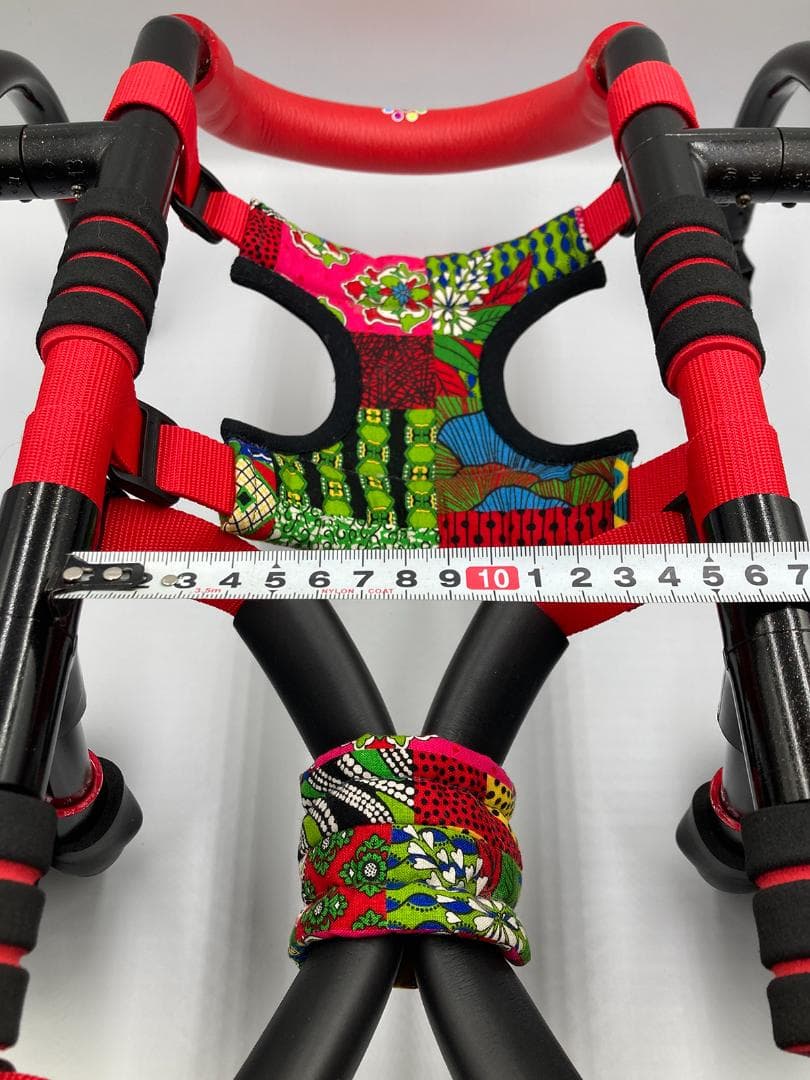 愛犬4輪歩行器【サイズ調整可】×【彩色レッド】介護・リハビリetc