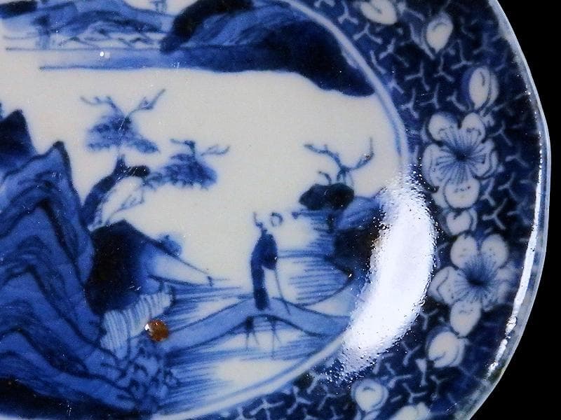 古伊万里 染付 墨弾き 梅に山村の図 手塩皿 A961AS-CWi - メルカリ