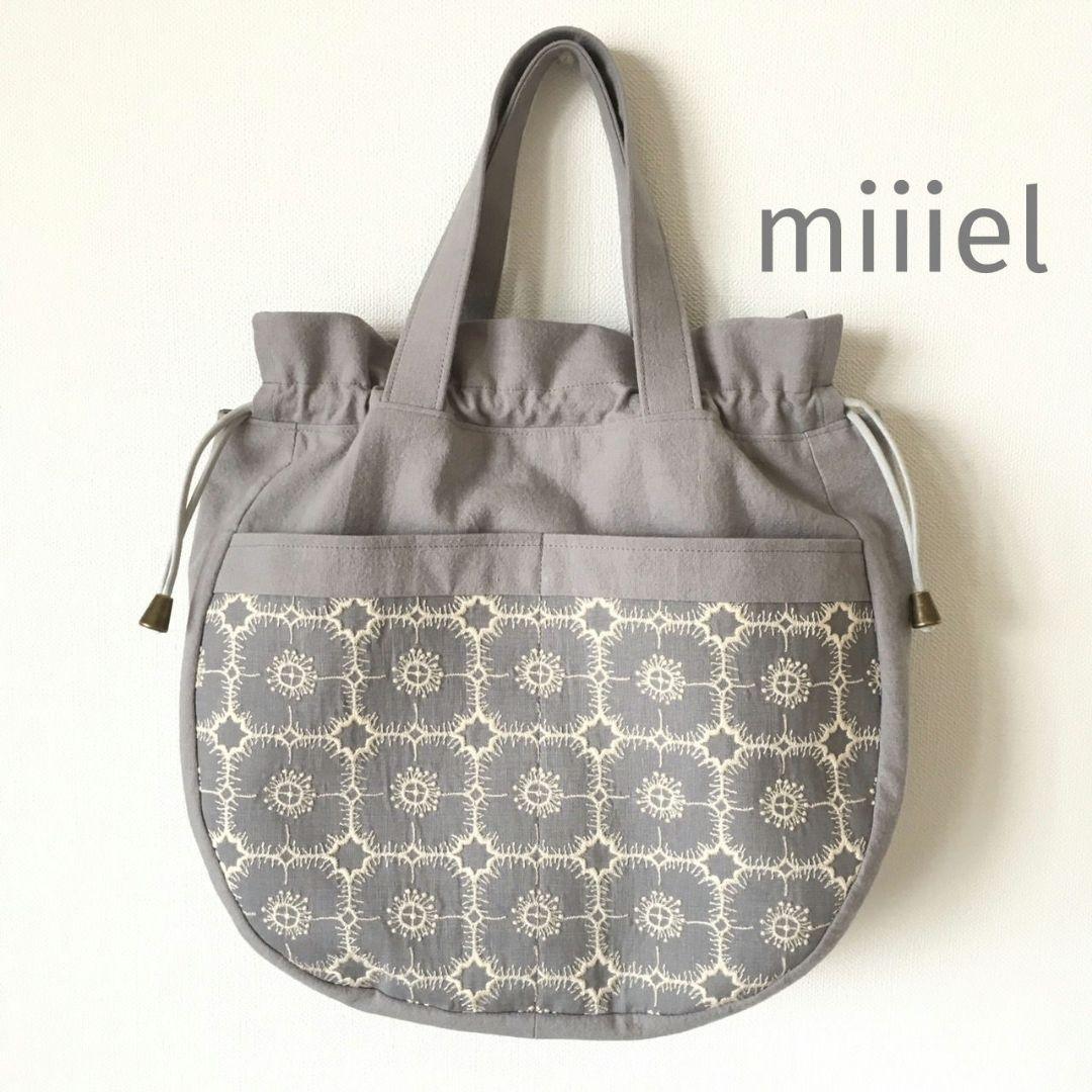 ミナペルホネン ハンドメイド トートバッグanemone アネモネ 巾着バッグ 春色ミナペルホネントート【anemone/nevy】アネモネネイビー