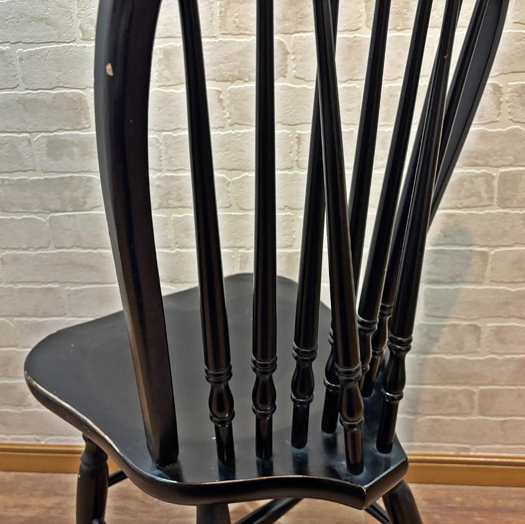 秋田木工 アンティーク レトロ ブラック スピンドルバック ウィンザー