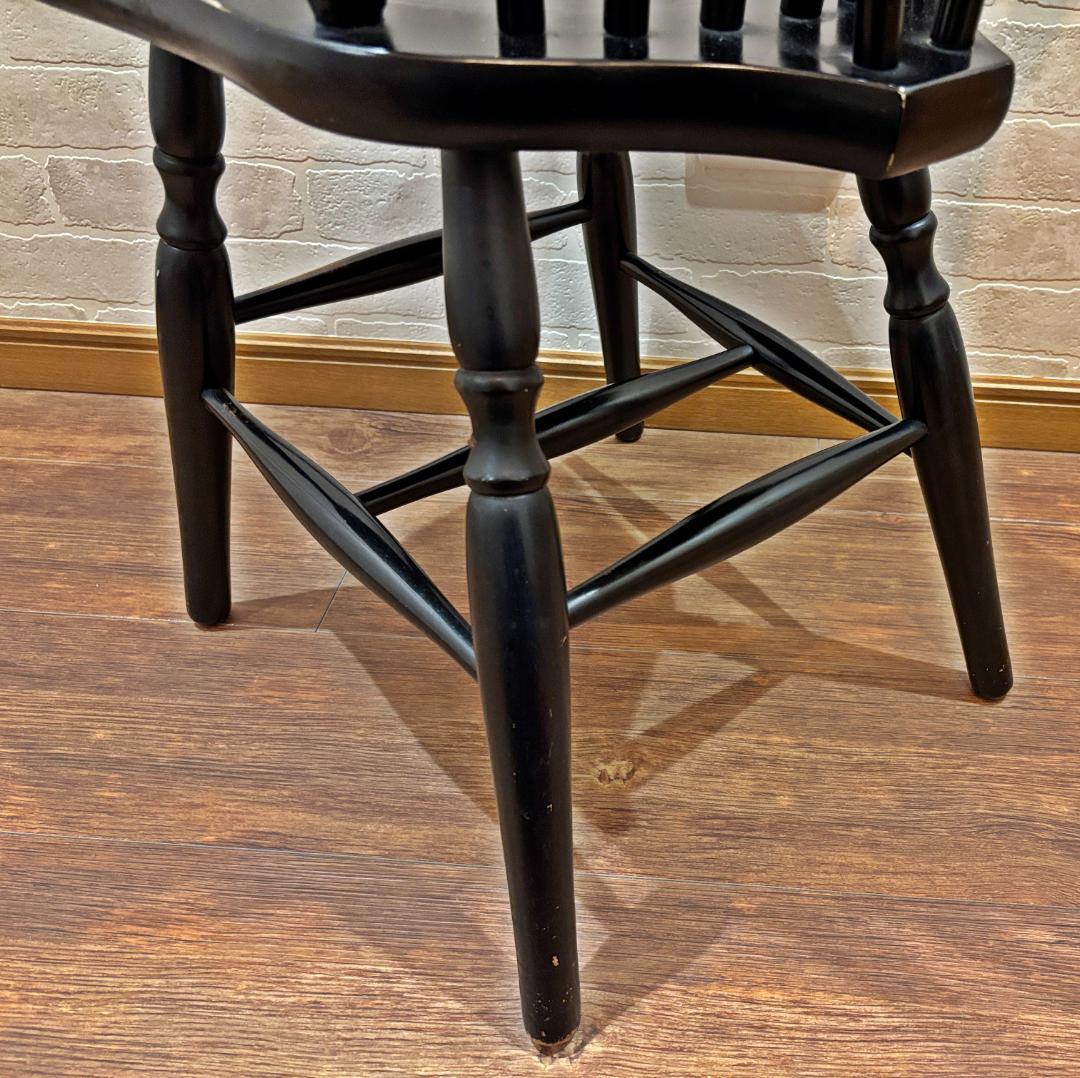 秋田木工 アンティーク レトロ ブラック スピンドルバック ウィンザー