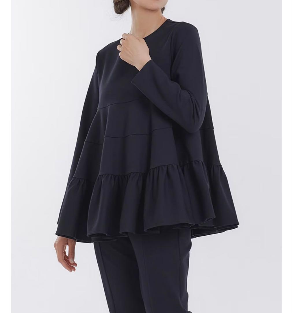 yori ぬくぬくヘムフリルブラウス ネイビー - メルカリ