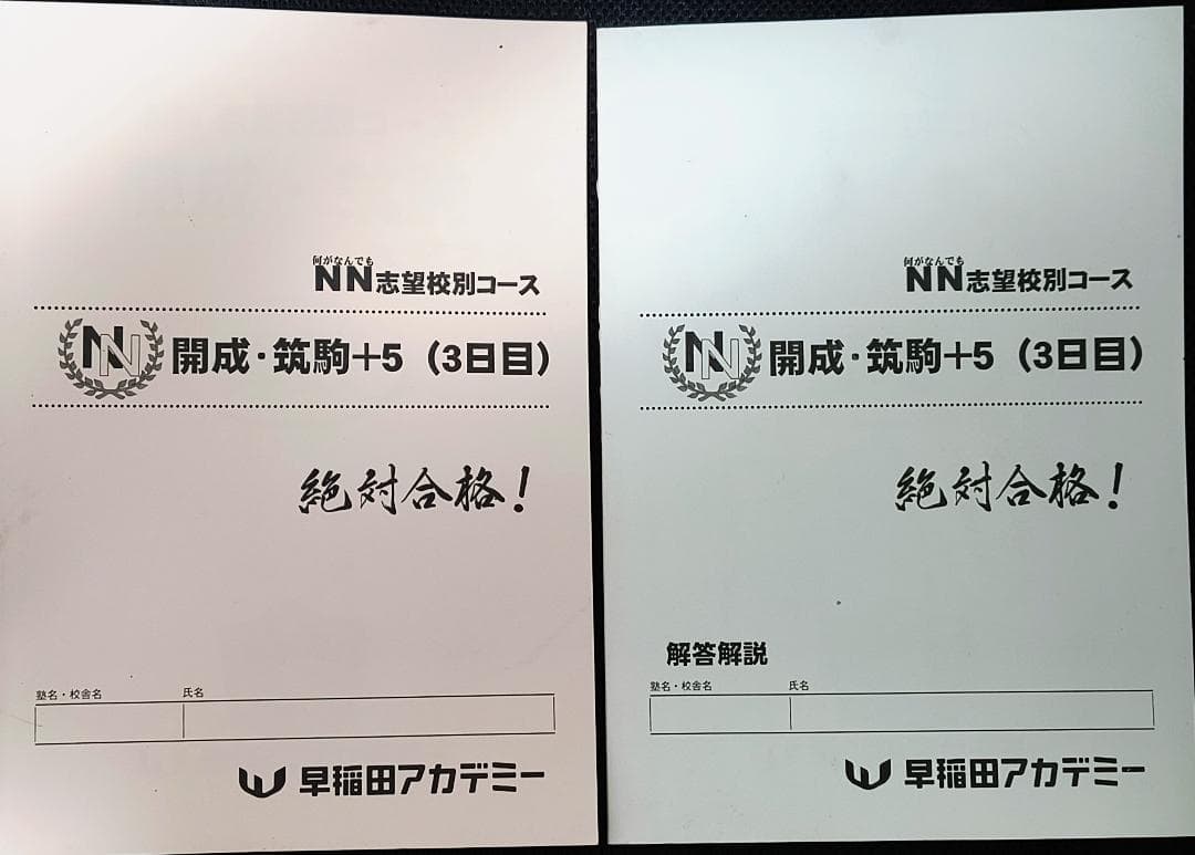 早稲田アカデミー NN志望校別コース 開成・筑駒＋5 絶対合格！ 全3日