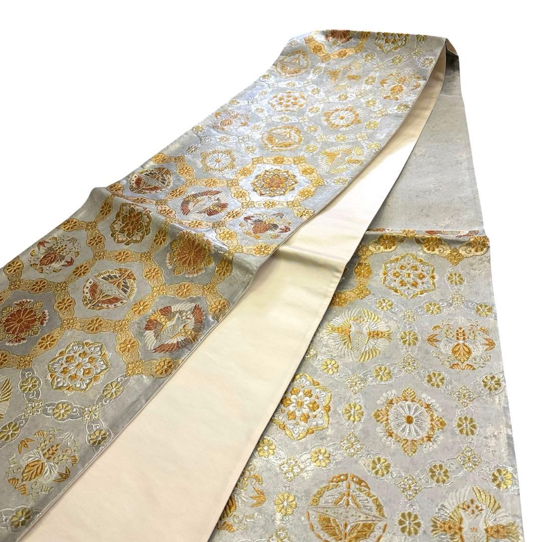 新品 正絹 袋帯 六通 七宝招宴文 金銀糸 仕立て上がり 4704 - メルカリ