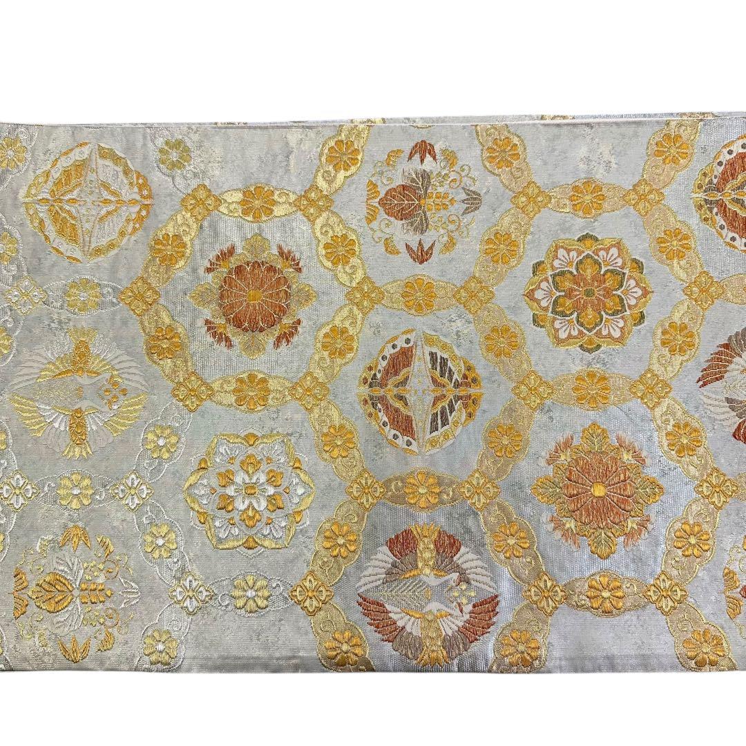 新品 正絹 袋帯 六通 七宝招宴文 金銀糸 仕立て上がり 4704 - メルカリ