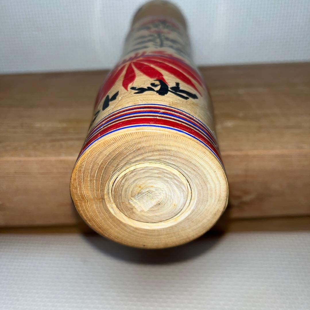 ⭕️伝統こけし 木地山こけし ⭕️超レアな自作赤色菊花ロクロ線