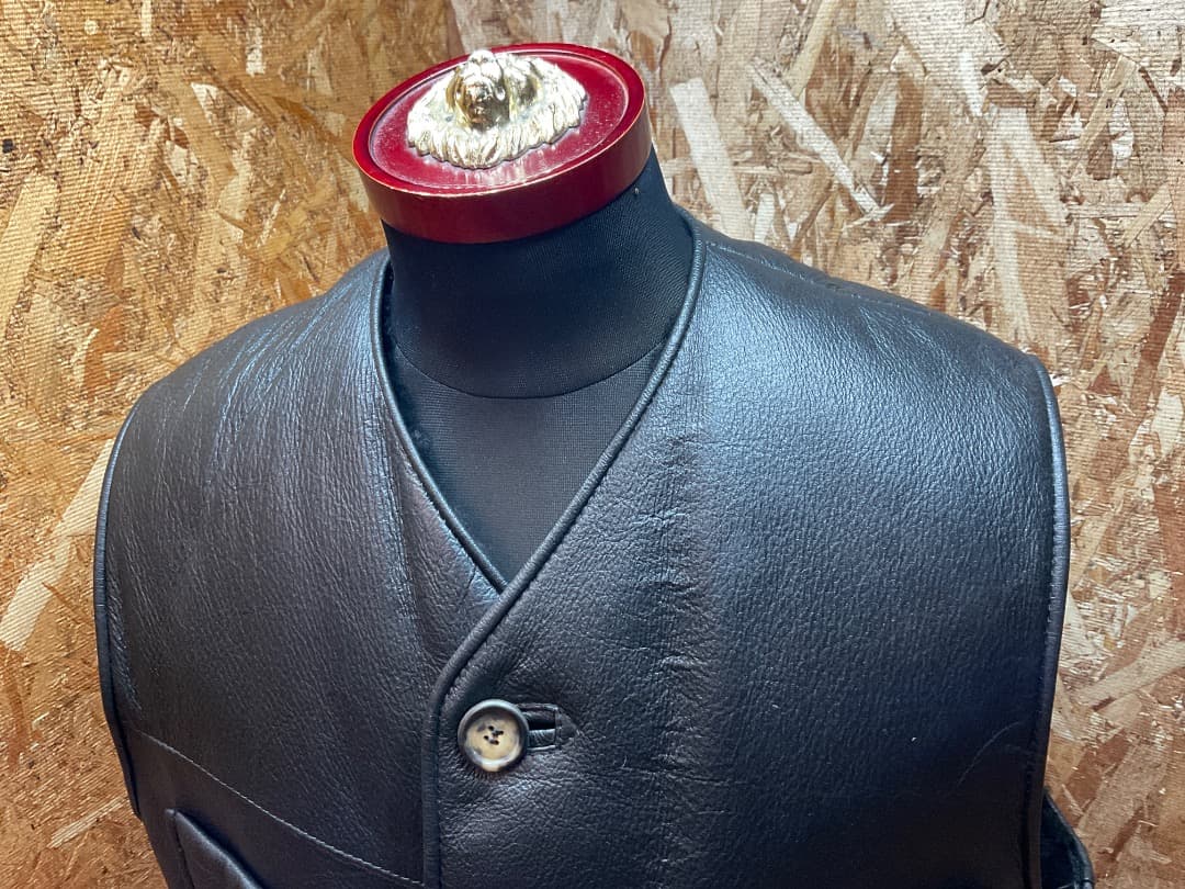 ポールスミス 90s イングランド製 ムートン レザーベスト ジレ 黒 M