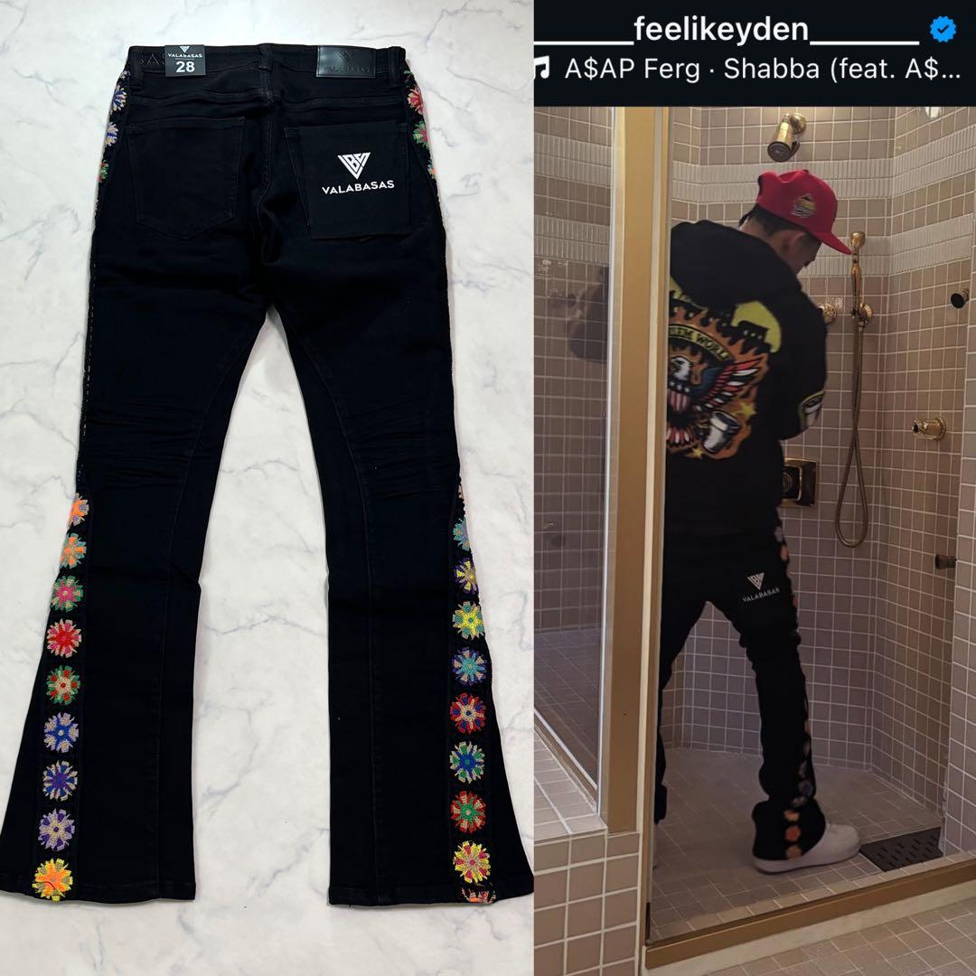 eyden着用 バラバサスvalabasas ブラックスキニーフレアデニム 28