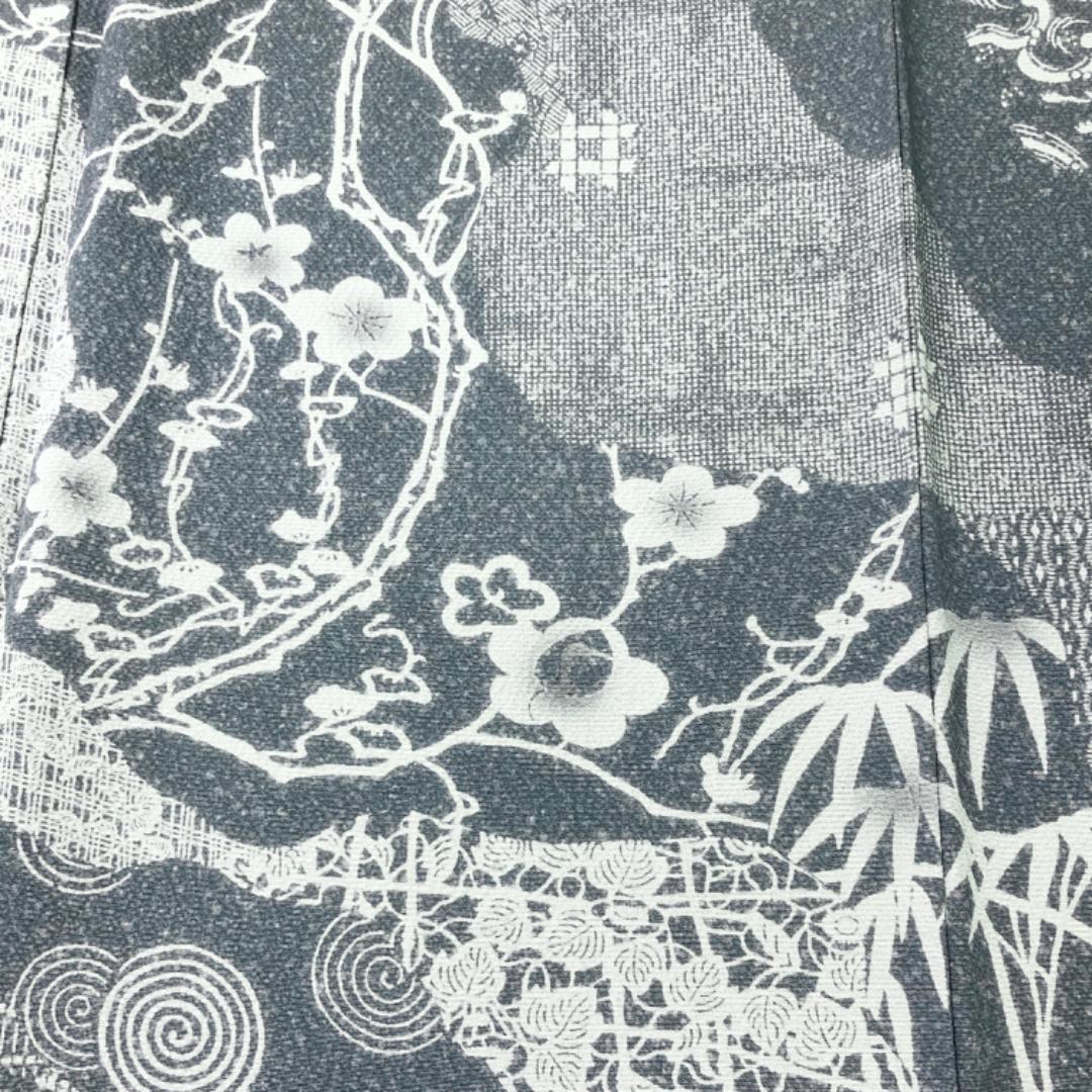 訪問着 作家物 古代型七十七選 道長取り 薄藍鼠色