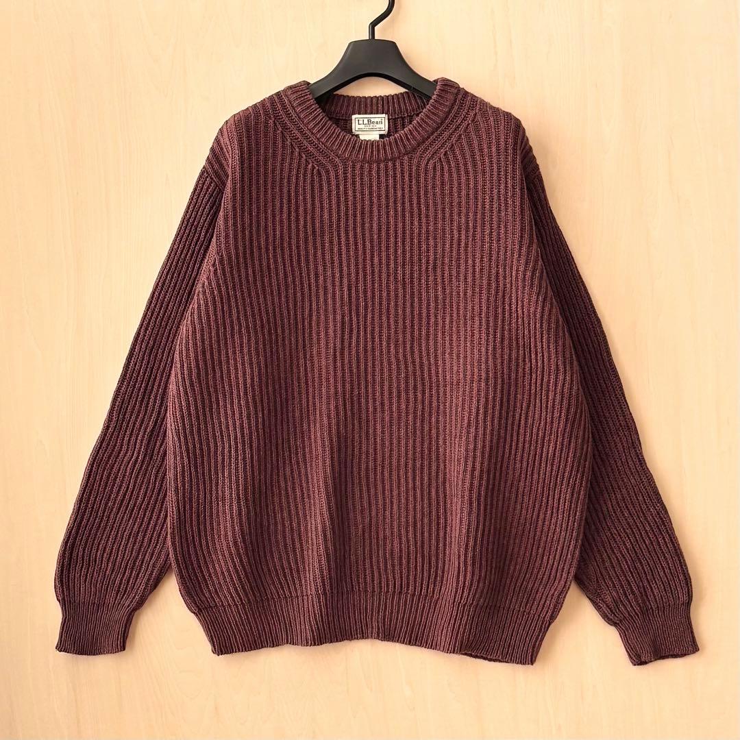 渋いカラー エルエルビーン 肉厚 コットンニット リブニット メランジ