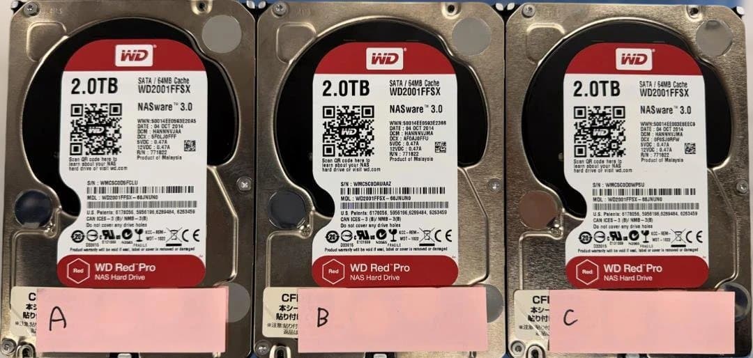 Western Digital 2TB WD2001FFSX 内蔵型HDD x3 Amazon.co.jp: WD HDD 内蔵ハードディスク 3.5インチ 2TB WD Red Pro