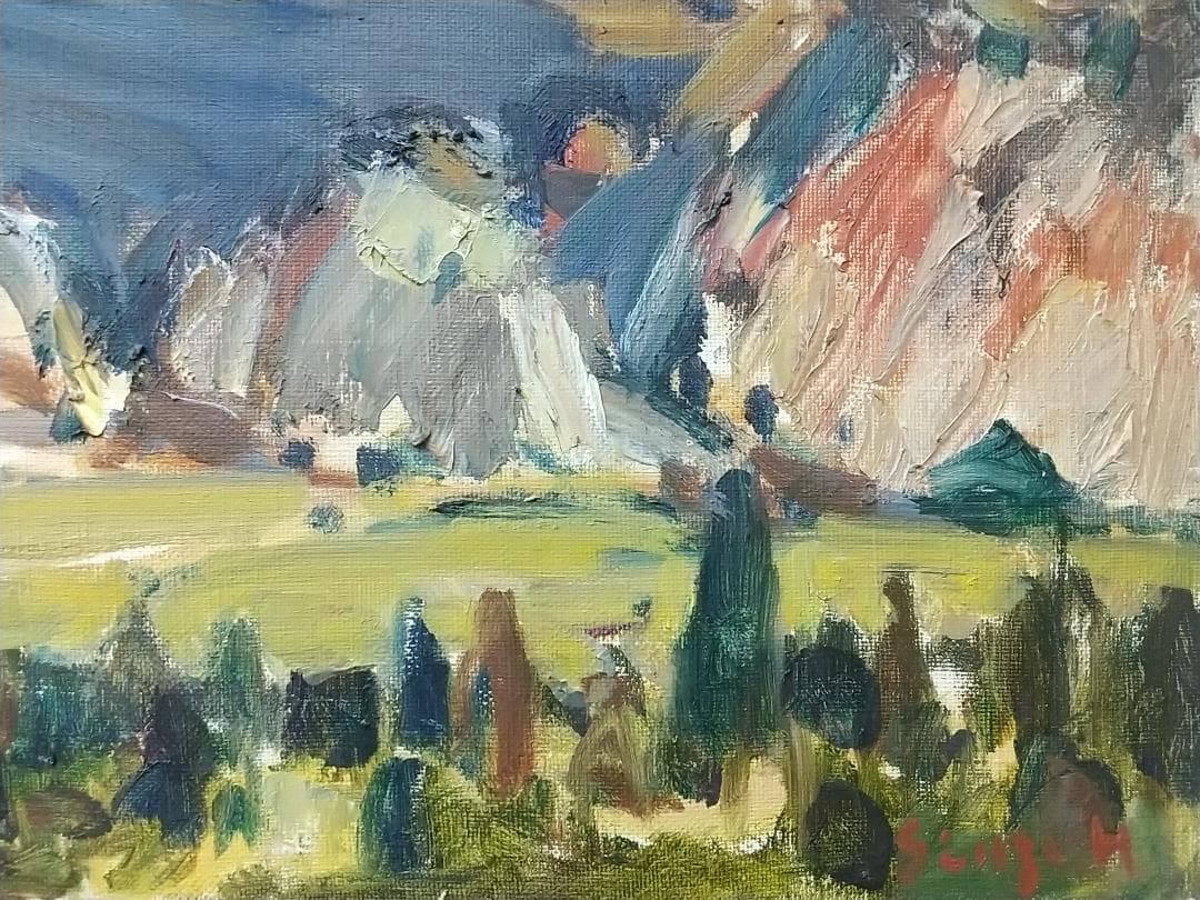 絵画「箱根初冬」 1968 F6 油絵 油彩画 風景画 アート - メルカリ