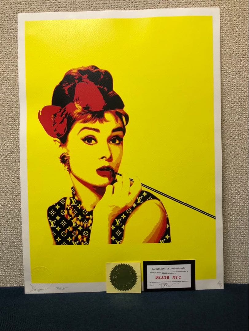 DEATH NYC シルクスクリーン　オードリー　ヘプバーン ヴィトンコラボ death nyc 世界限定100枚 オードリーヘプバーン ルイヴィトン 世界限定