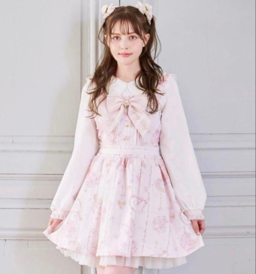 リズリサ LIZLISA ジュエリー柄ワンピース ピンク りずりさ レア LIZLISA リズリサ ジュエリー柄ワンピース ピンク Mサイズ｜Yahoo